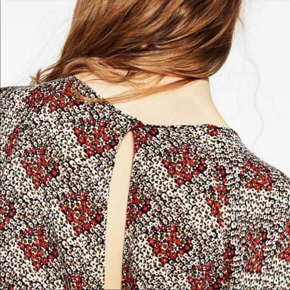 Zara Trafaluc Collection Red & Black Floral Long Sleeve Shorts Romper Size XS - Picture 11 of 16